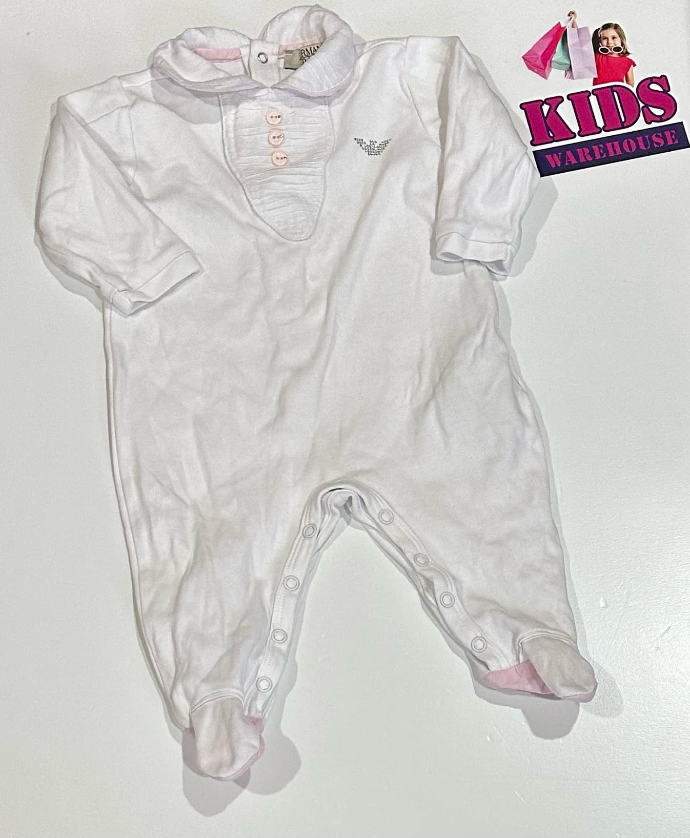 Armani Baby White & Pink Jumpsuit Size 0