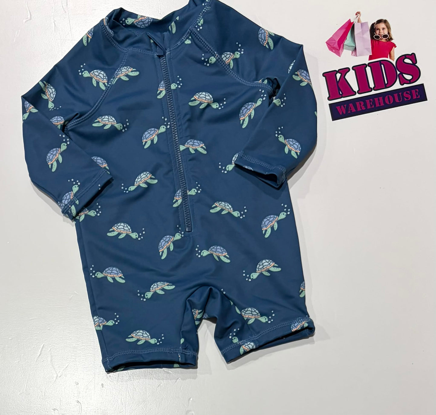 Cotton On Dark Blue Swim Bodysuit With Turtle Pattern Size 00