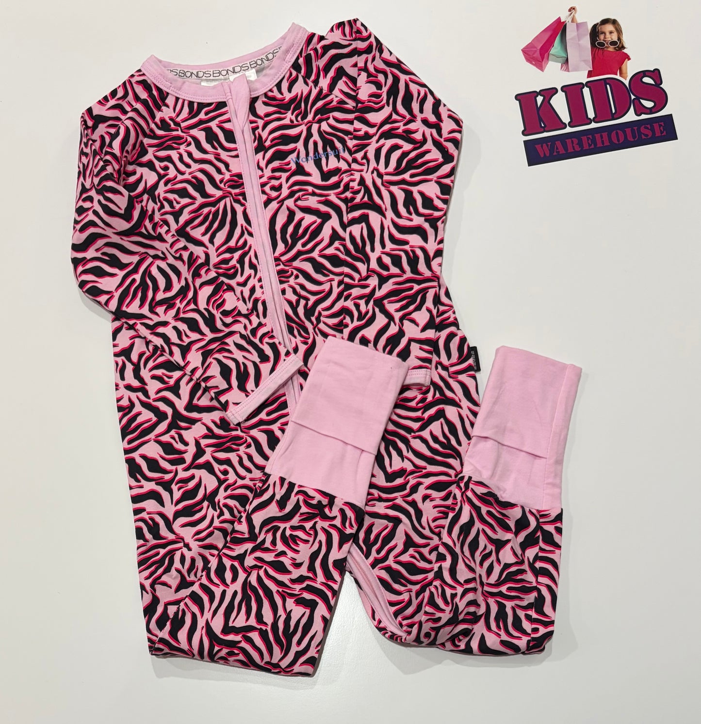 Bonds Pink, Black Zebra Print Wondersuit Size 3