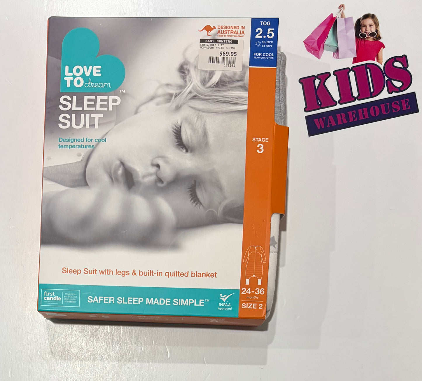 Not Used Love To Dream Sleep Suit Grey, Star Print Size 2 (24-36 Months) TOG 2.5