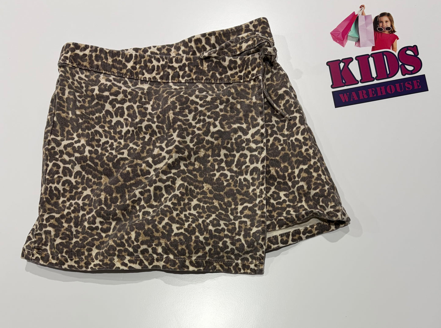 Denim Leopard Print Shorts Size 10