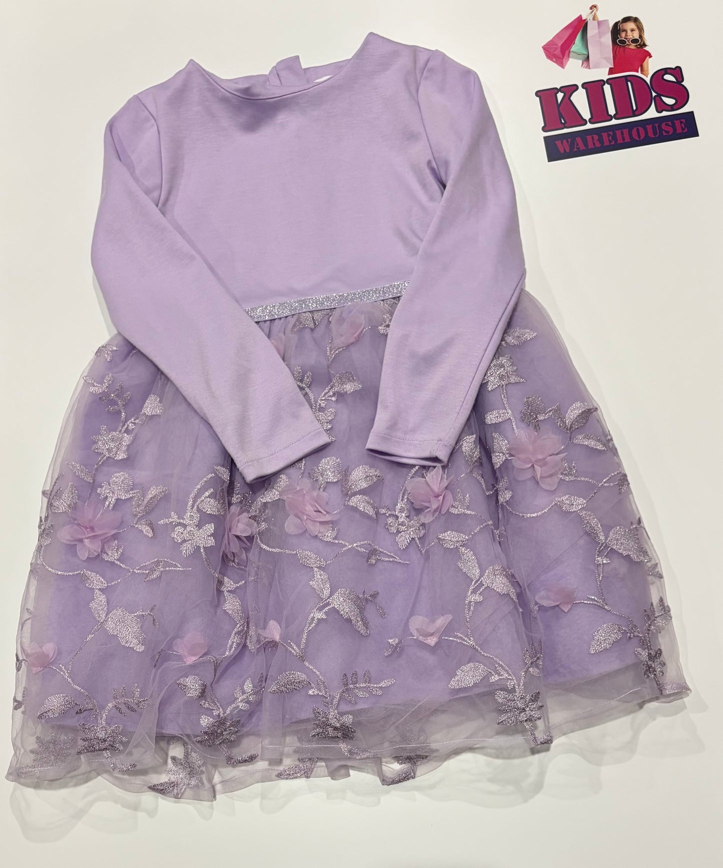 Origami Purple Long Sleeve Dress Size 7