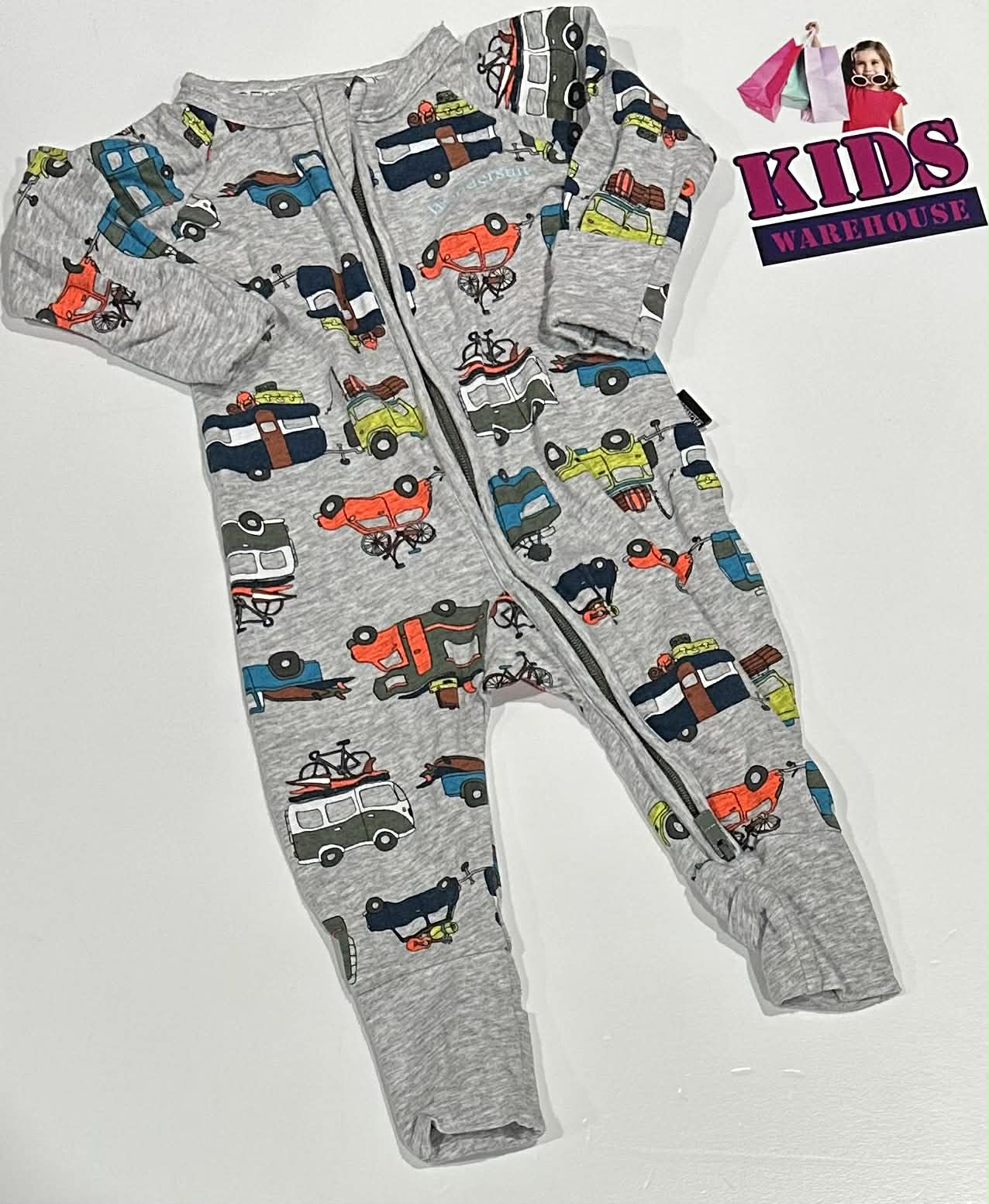 Bonds Grey Wondersuit With Car Pattern Size 000