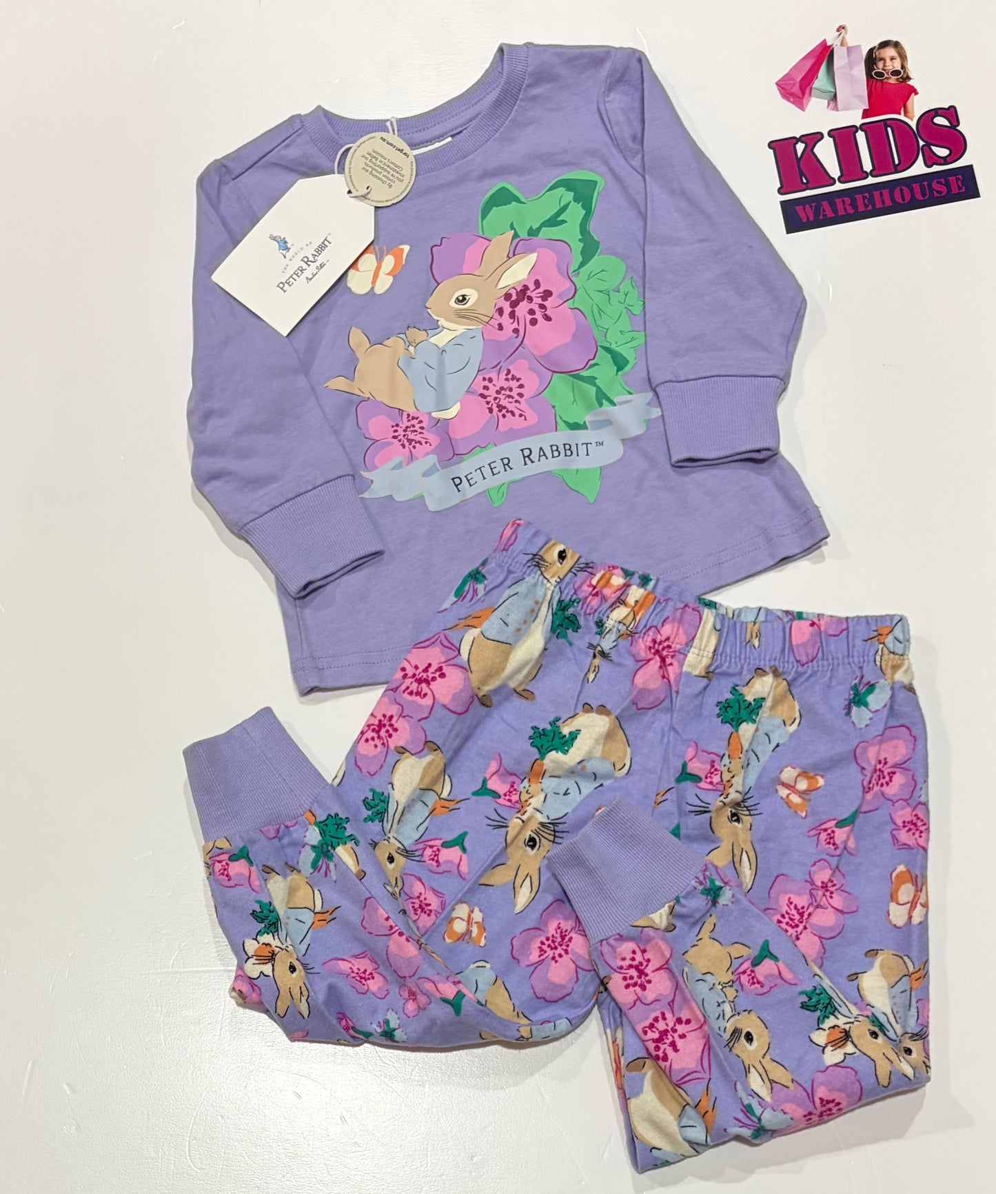 Not Used Peter Rabbit Purple, Floral Print Pyjama Set Size 1