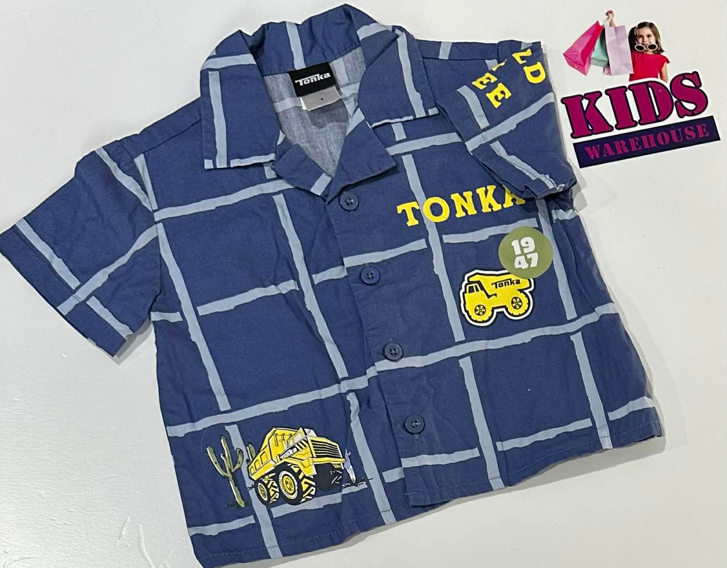 Tonka Blue Shirt With Yellow “Tonka” Print Size 1