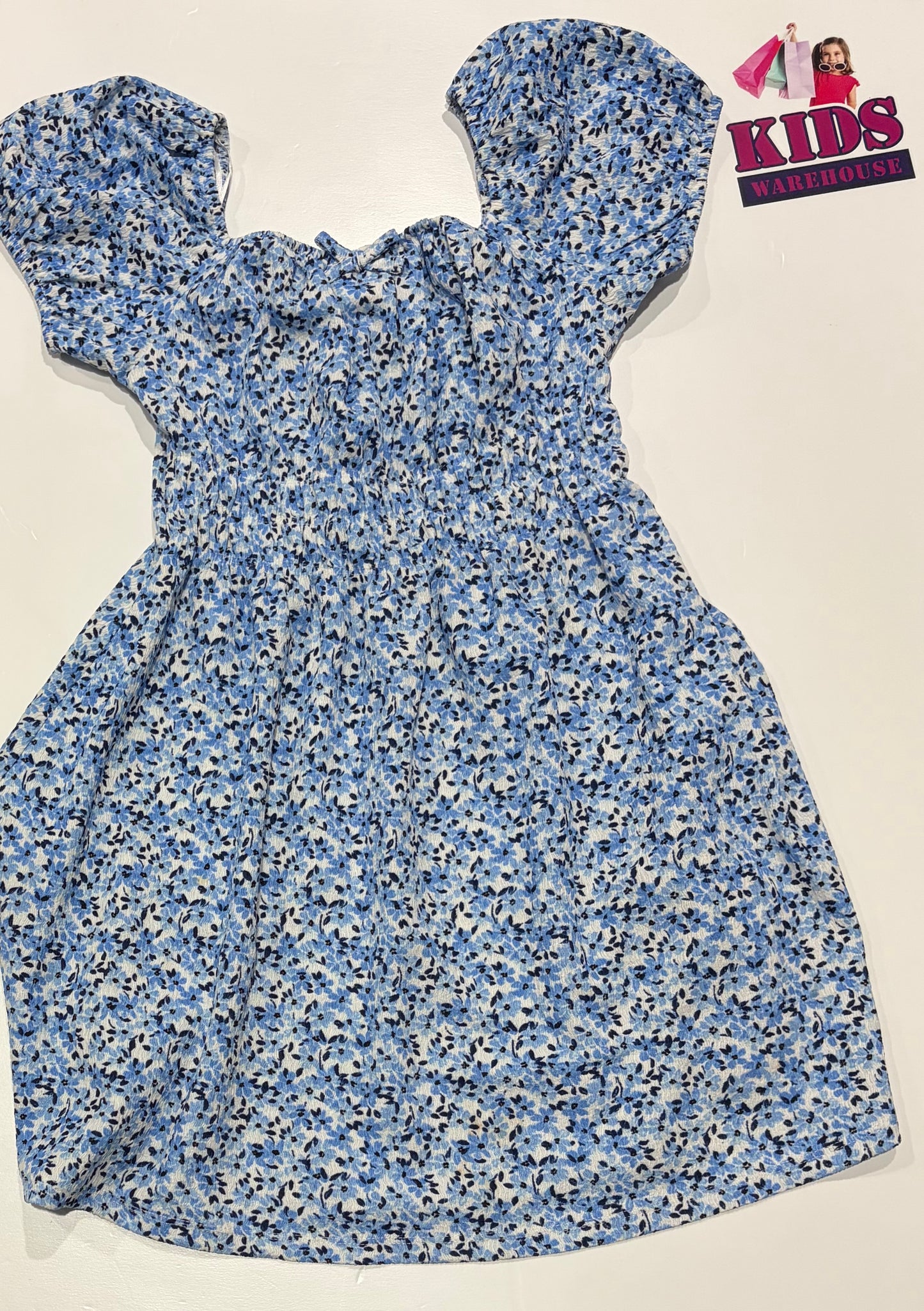 Miss Mango White, Blue Flower Print Dress Size 10