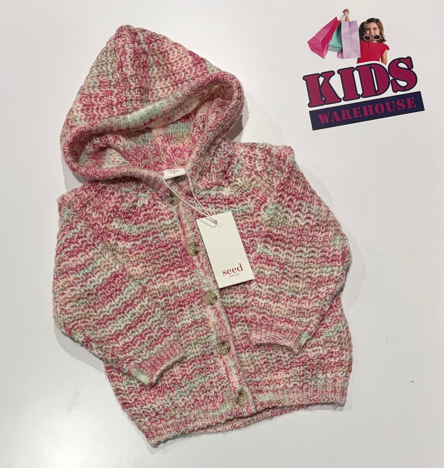 Not Used Seed Heritage Pink, White Knit Hoodie Size 0