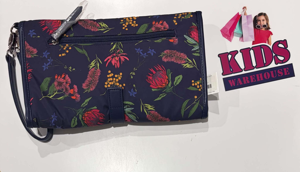 Navy Blue Australian Plant Themed Portable Change Bag