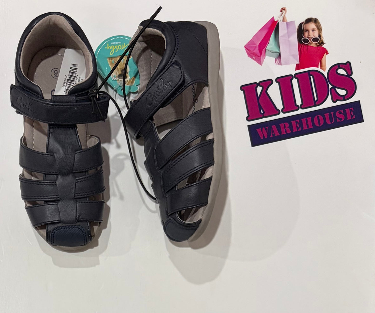 NEW Grosby Navy Blue Leather Sandles Size 9 (Child)