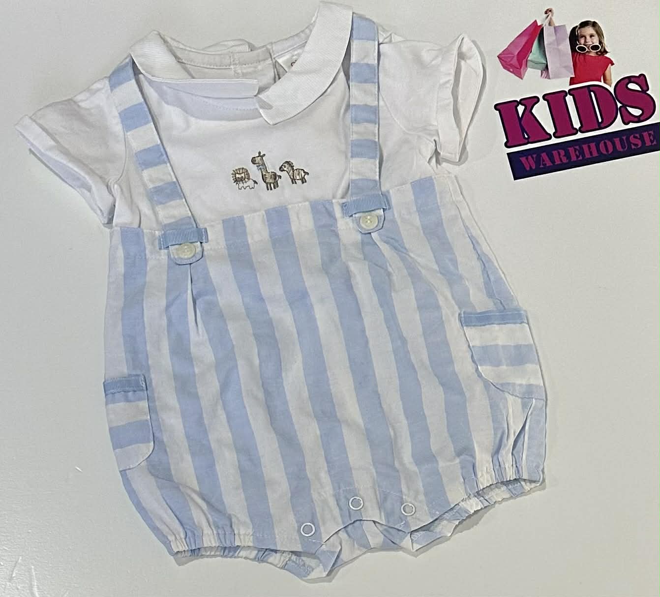 Ollies Place White & Blue 2 Piece Set Size 000