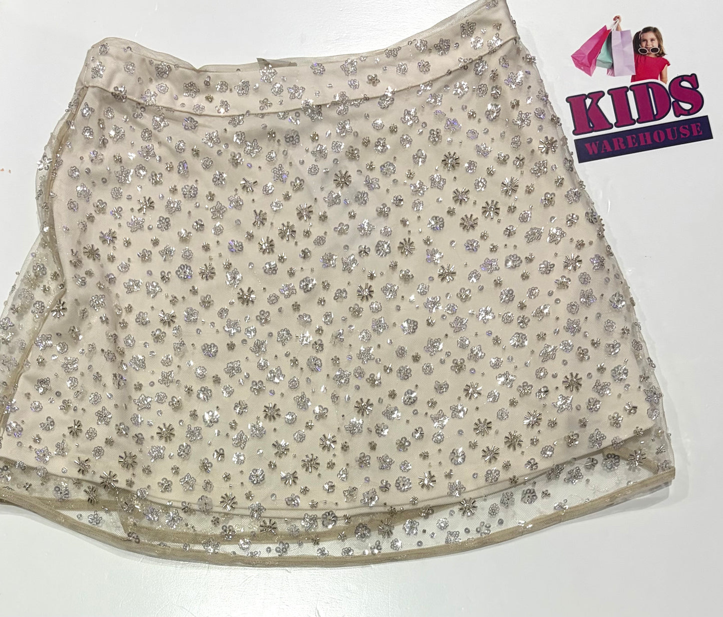 Cream, Beaded, Sequin Skirt Size 14