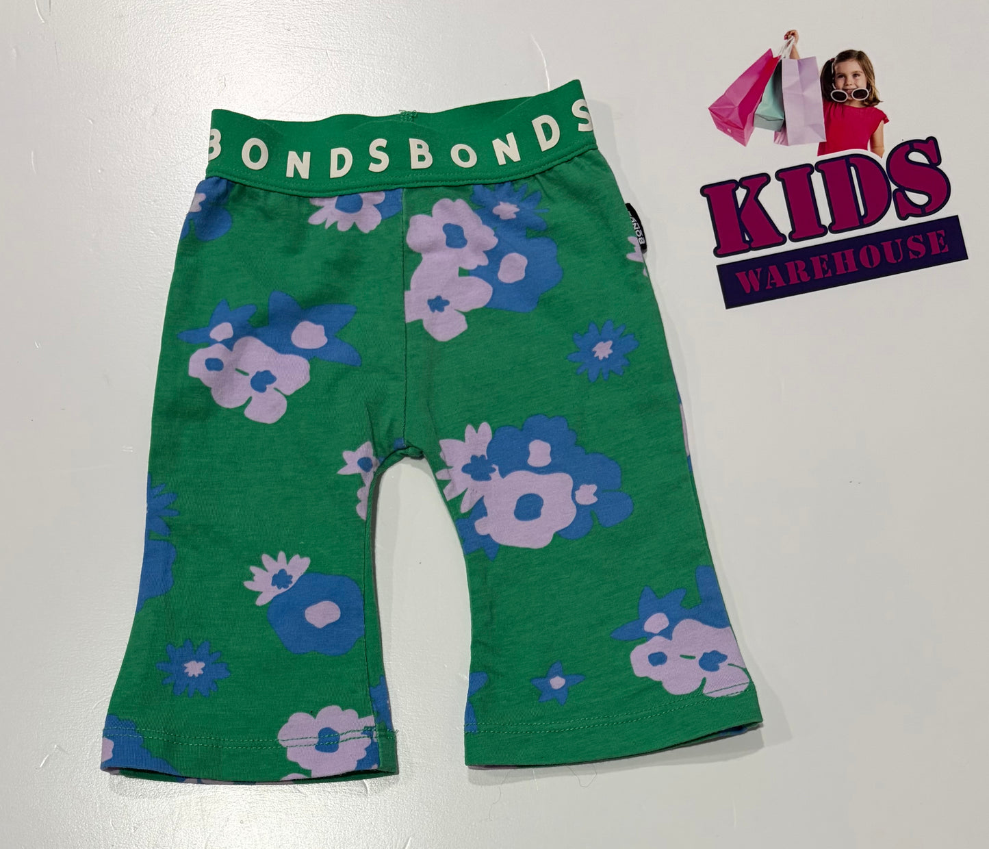 Bonds Green, Blue Flower Print Pants Size 000