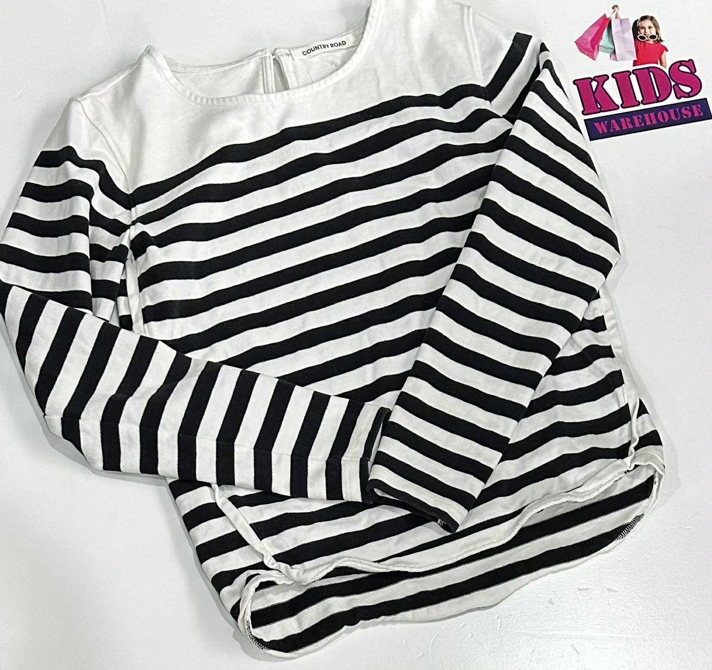 Country Road White & Black Long Sleeve Top Size 12