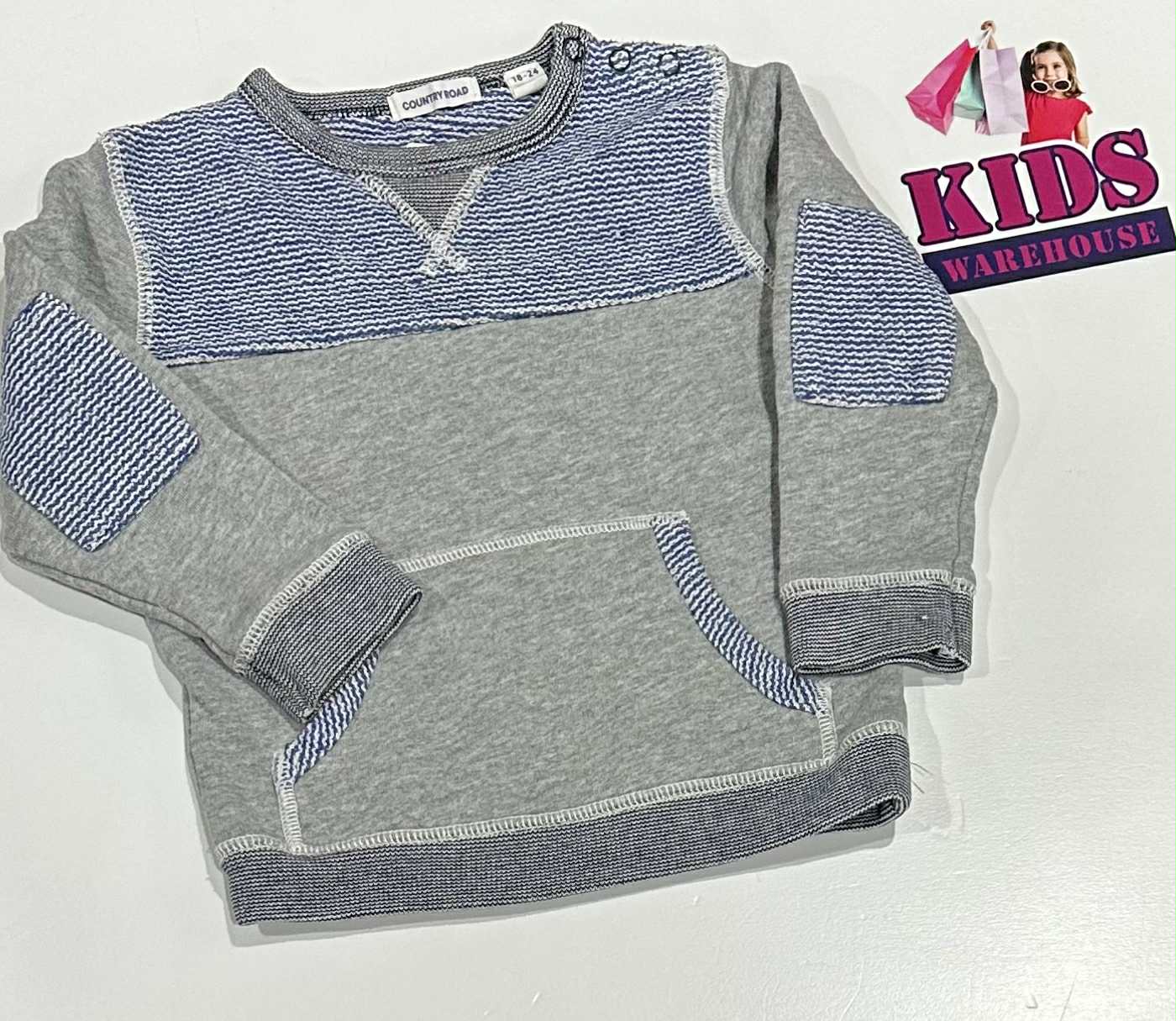 Country Road Blue & Grey Jumper Size 2