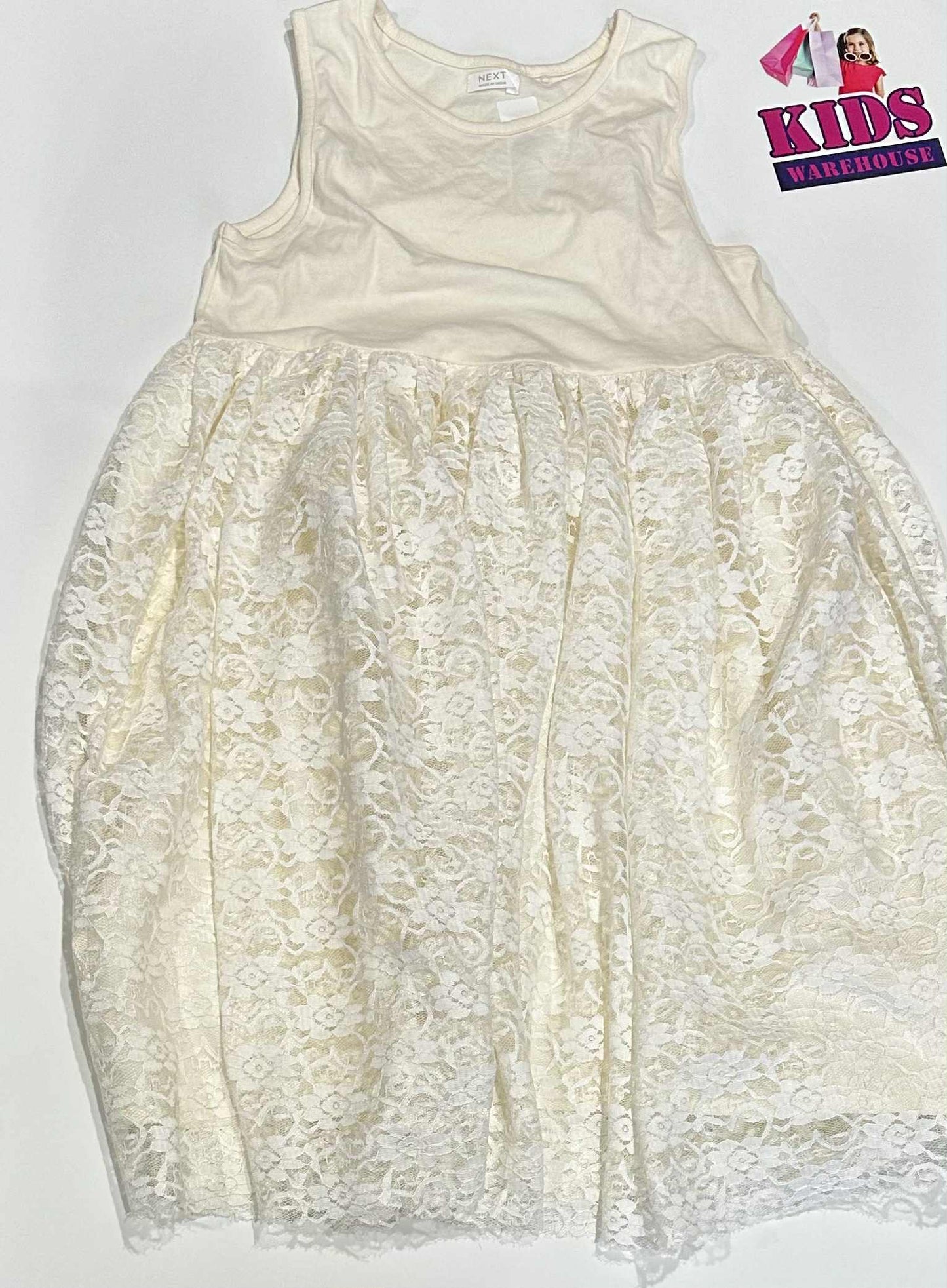 Next White Dress With Flower Pattern Size 9