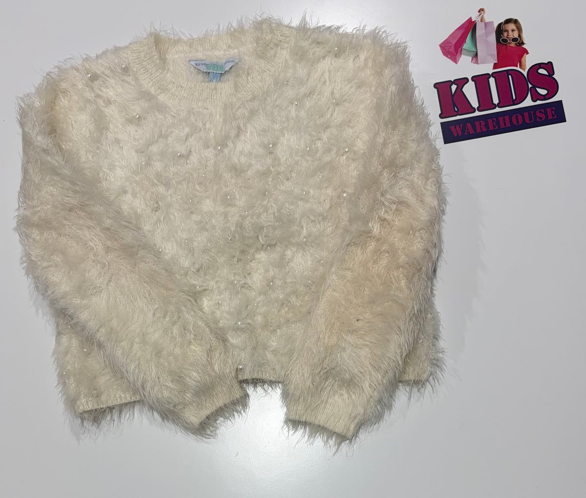 Tilii White Fluffy Sweater Size 8