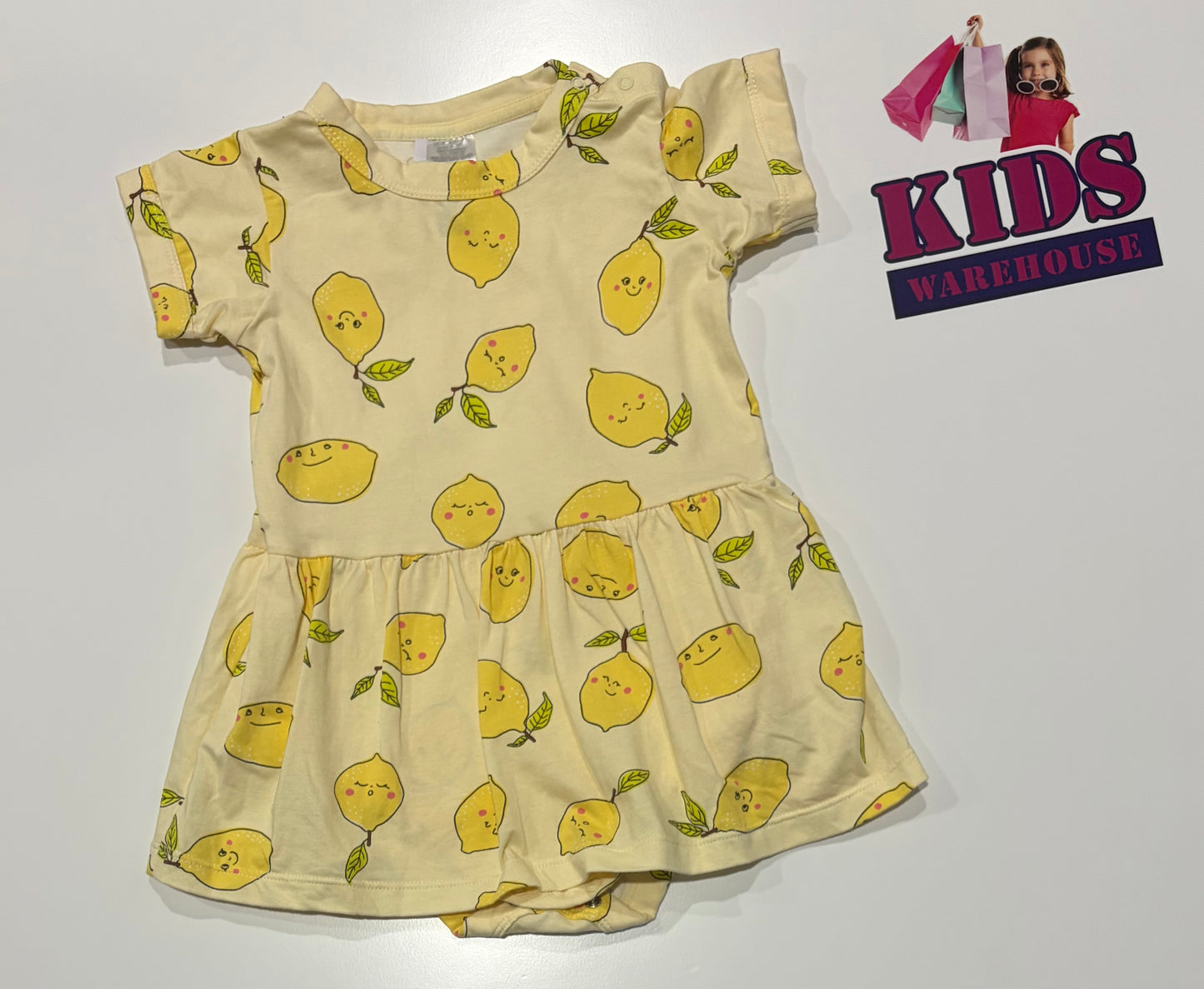 Bonds Yellow, Lemon Print Dress Size 1
