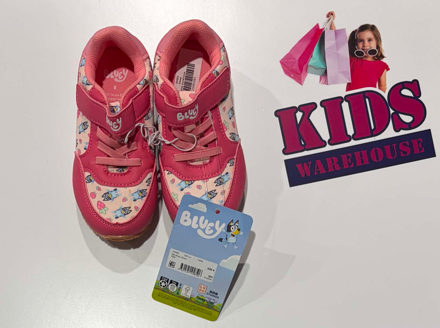 Not Used Bluey Pink, Strawberry & Bluey Character Print Size 8 (Child)