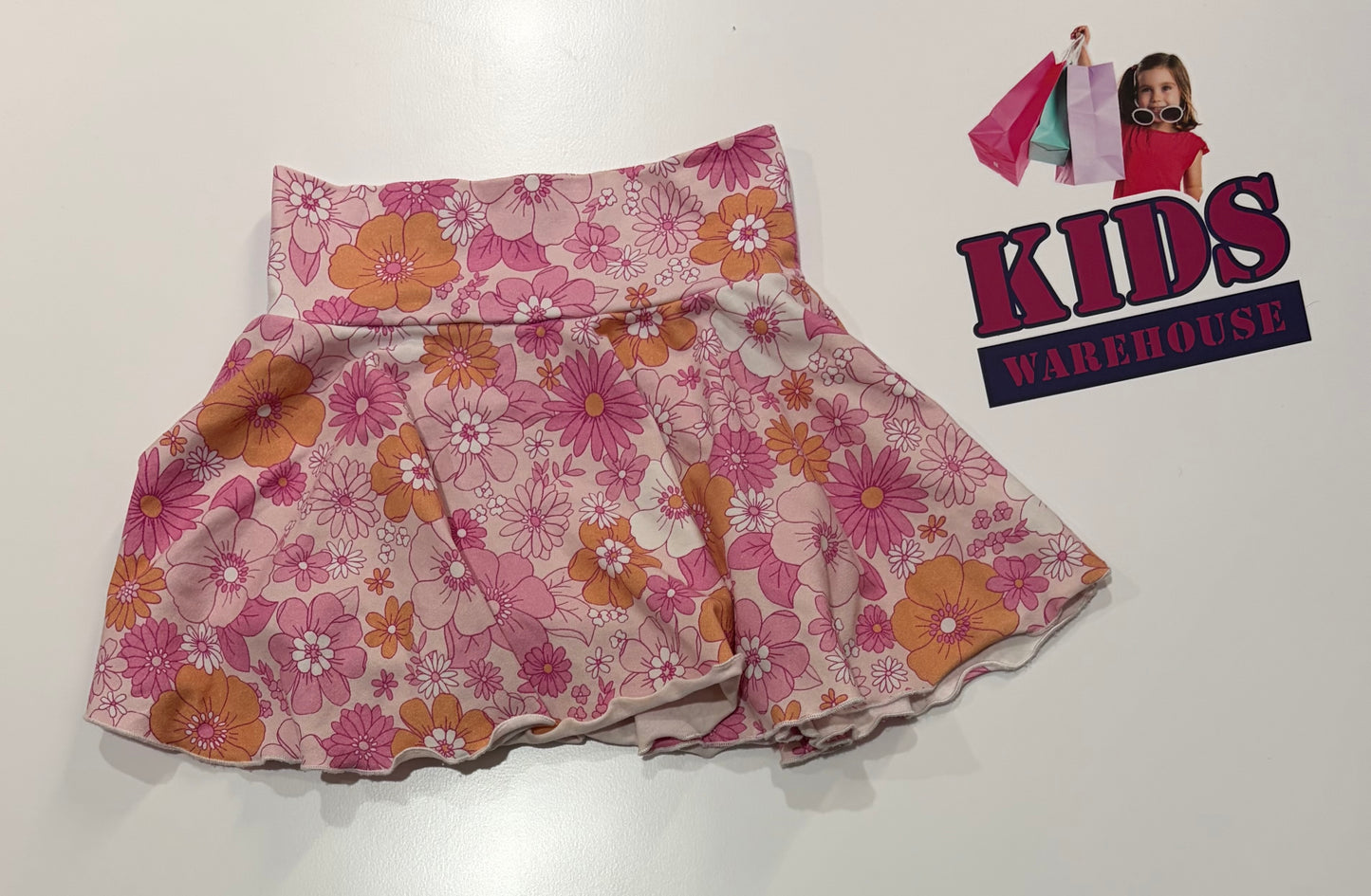 Together We Sew Pink, Floral Print Skirt Size 4