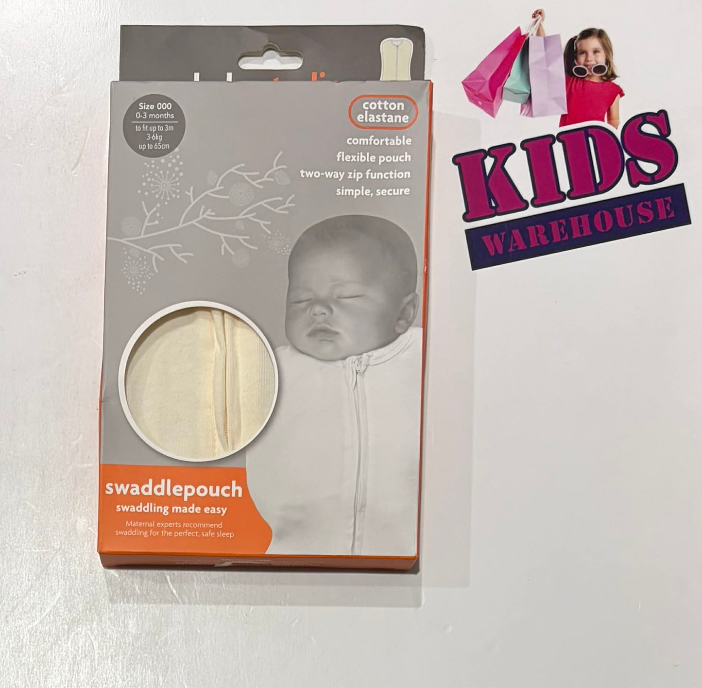 Baby Studio Cream Swaddlepouch Size 000 (0-3 Months, 3-6kg) TOG 0.2