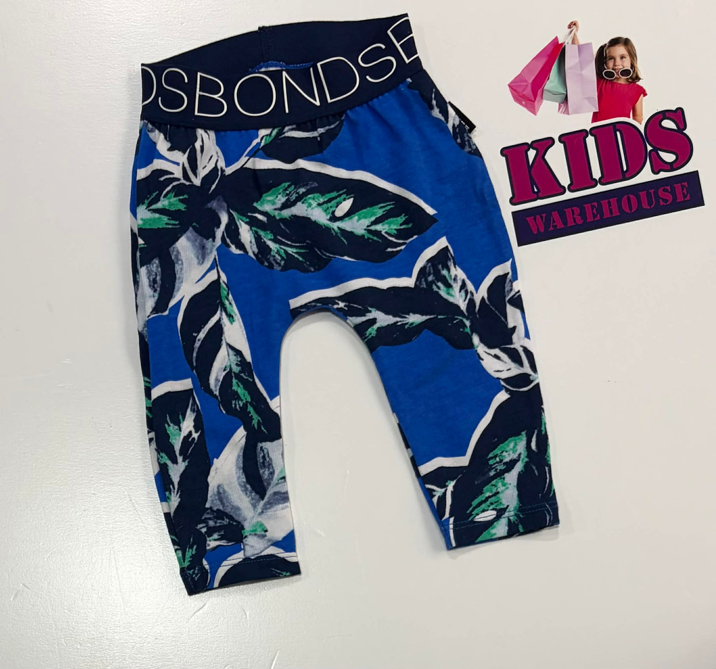 Bonds Blue Pants With Black & Green Flower Pattern Size 000