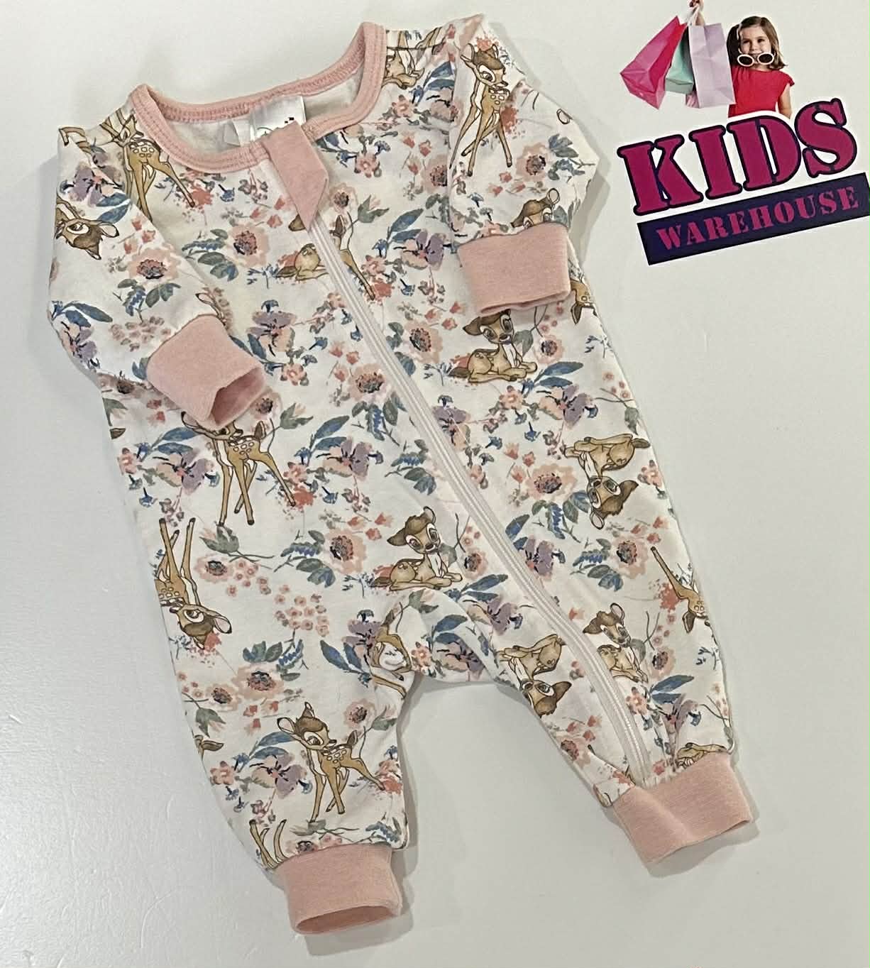 Premmie Disney White & Pink Jumpsuit With Deer Pattern Size 00000