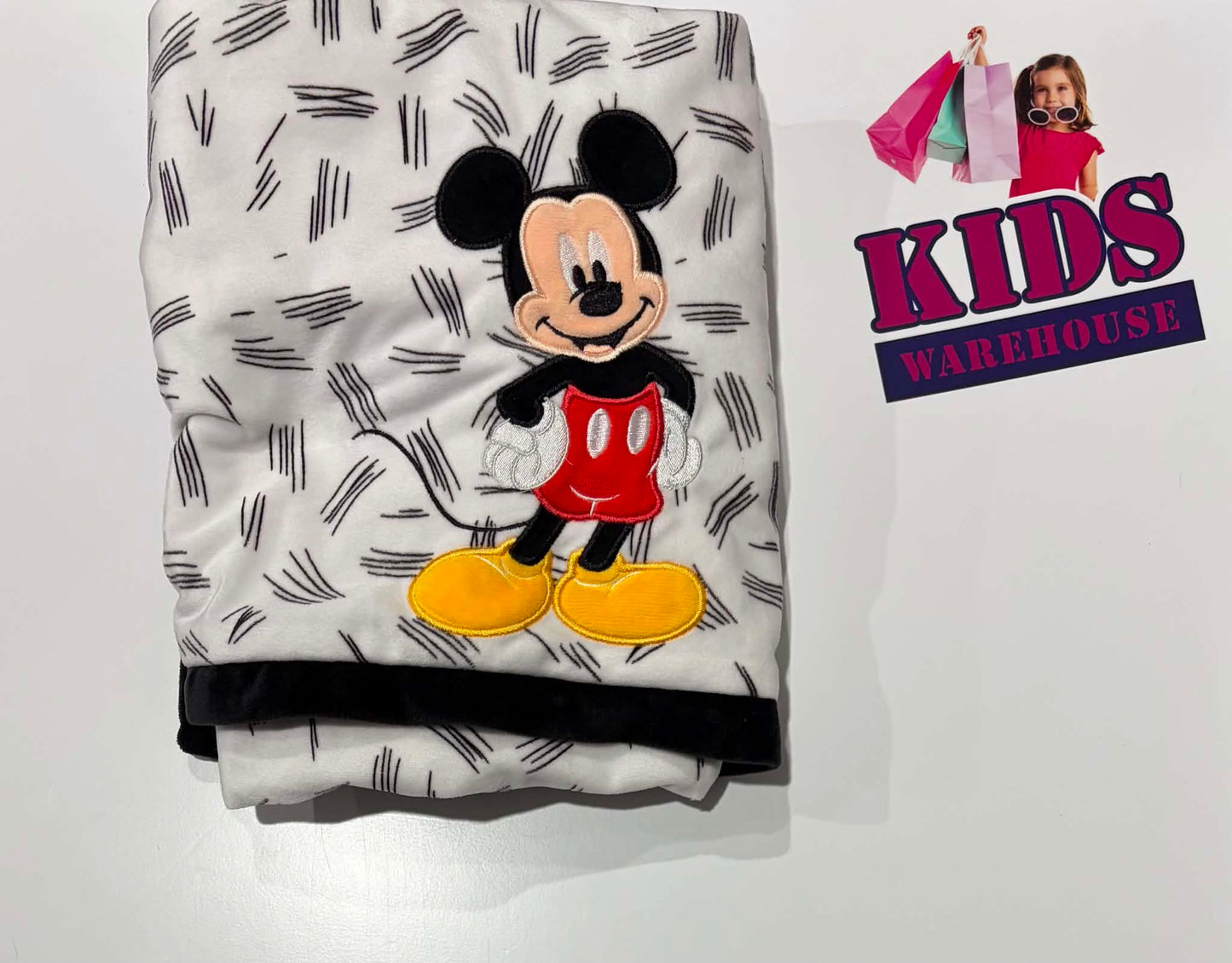 Disney Baby White, Black, Mickey Mouse Baby Blanket