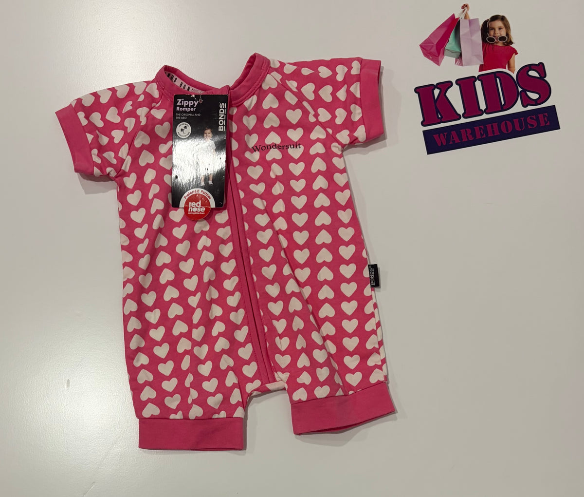 Not Used Pink, White Heart Print Wondersuit Size 000