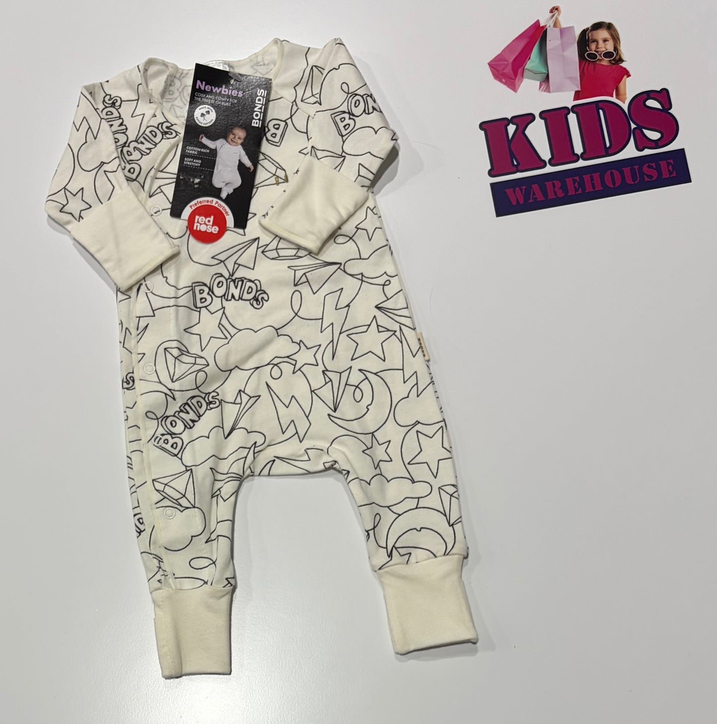 Not Used Bonds White, Black Logo Print Jumpsuit Size 00000