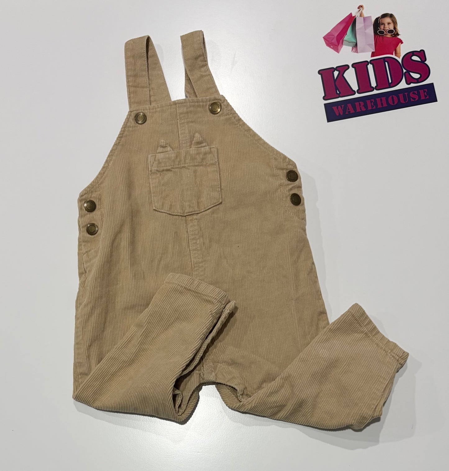 David Jones Cream, Corduroy Overalls Size 2