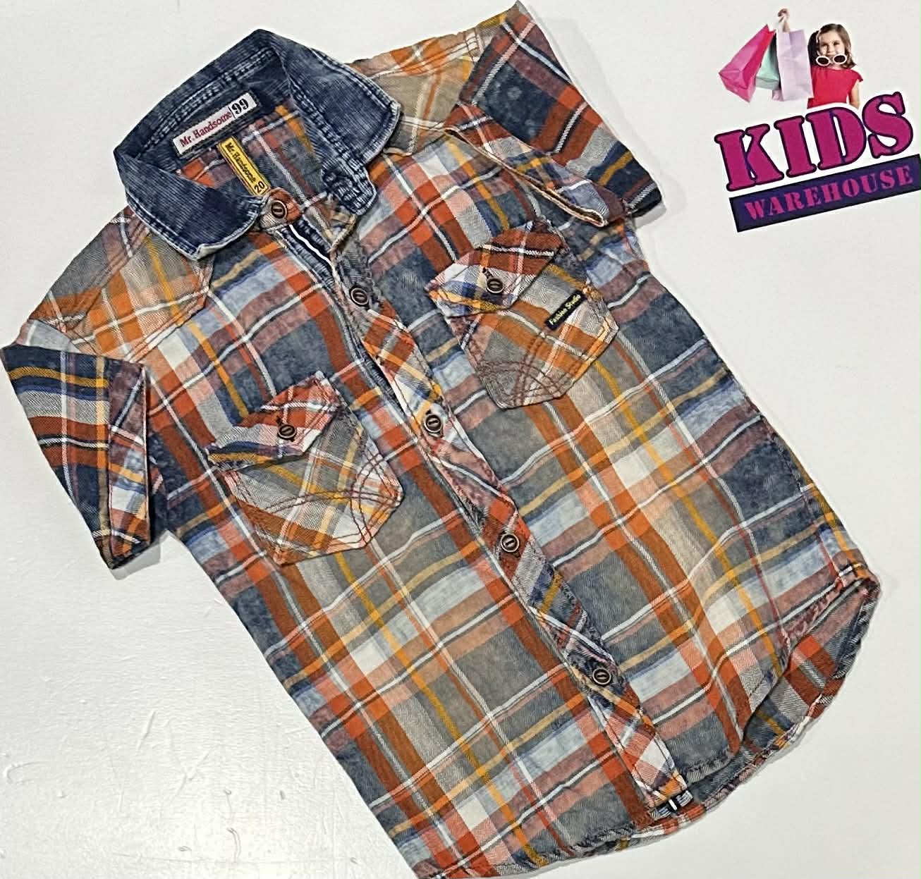 Mr. Handsome Orange & Blue Shirt Size 4