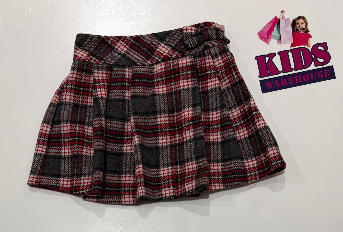 Tu Kids Grey, Red Pattern Skirt Size 0