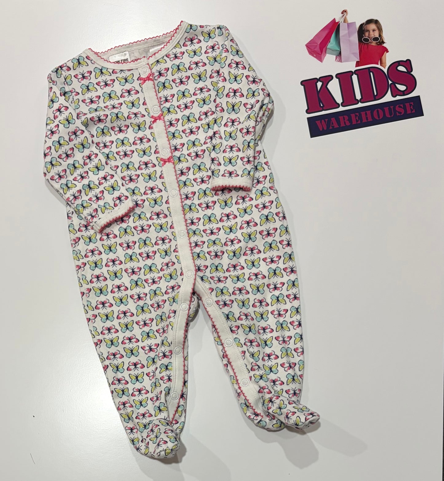 Carters White, Butterfly Print Jumpsuit Size 0