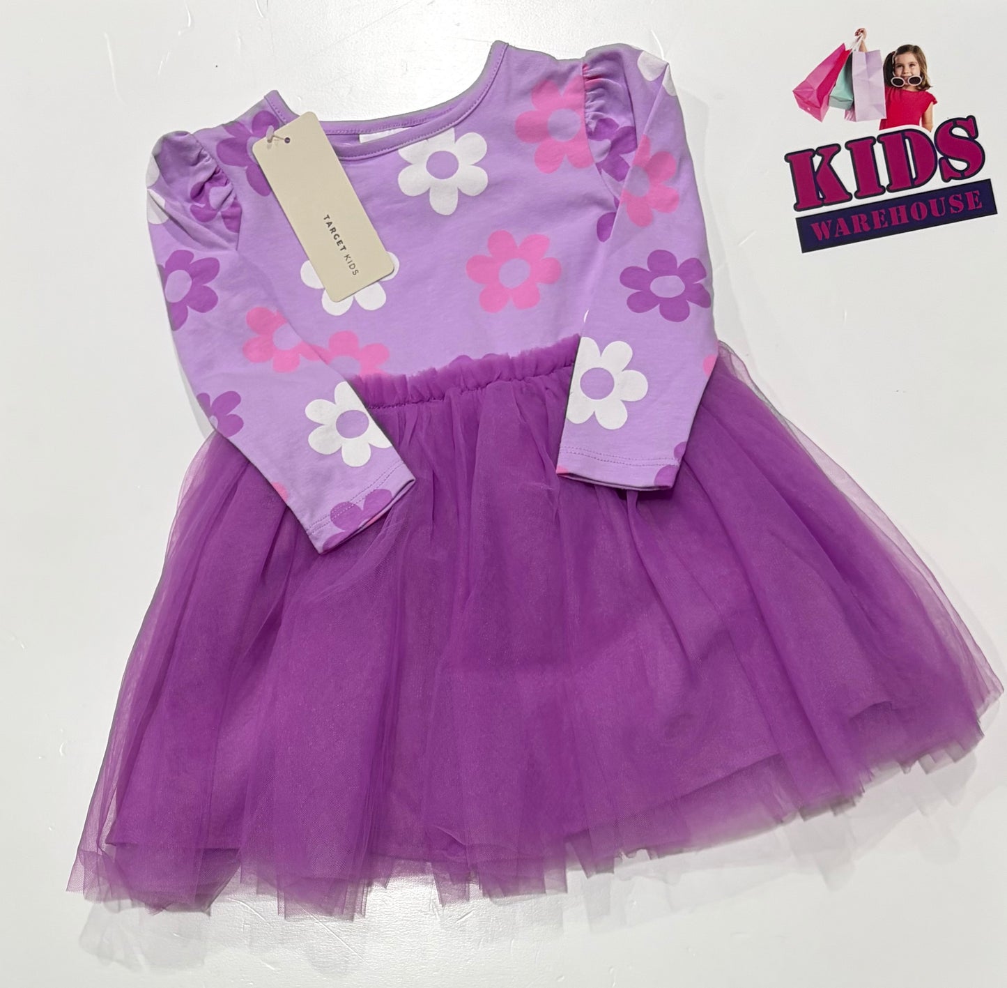 Not Used Purple, Pink, White Flower Print Dress Size 1