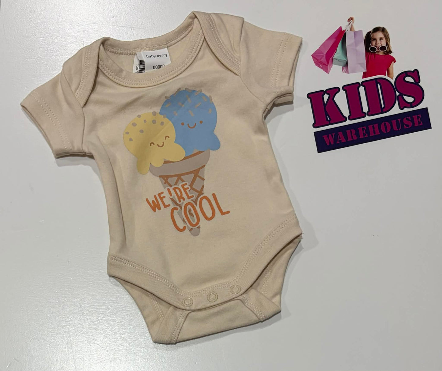 Premmie Baby Berry Blue Bodysuit With Ice Cream Print Size 00000