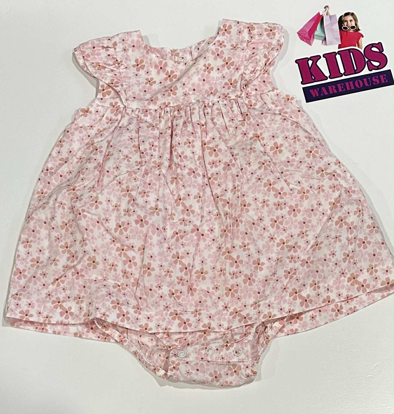 M&S White & Pink Dress With Flower Pattern Size 0