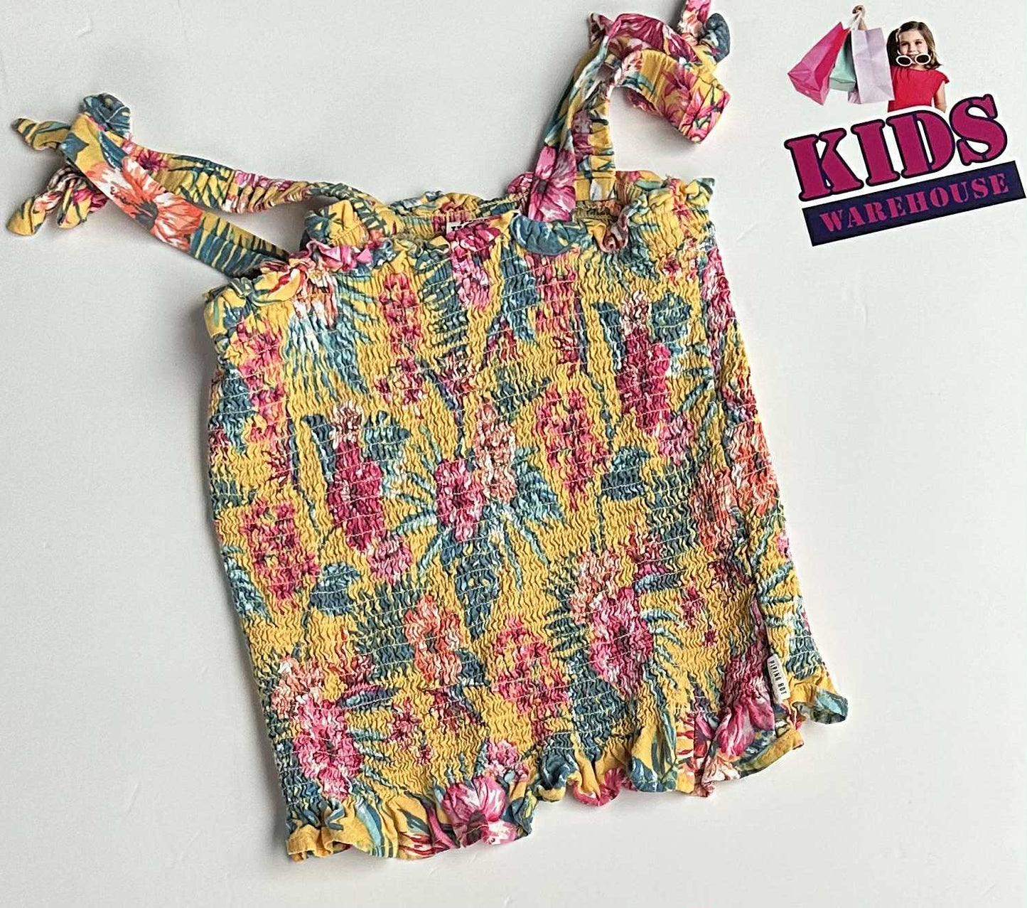 Piping Hot Yellow Floral Print Top Size 8