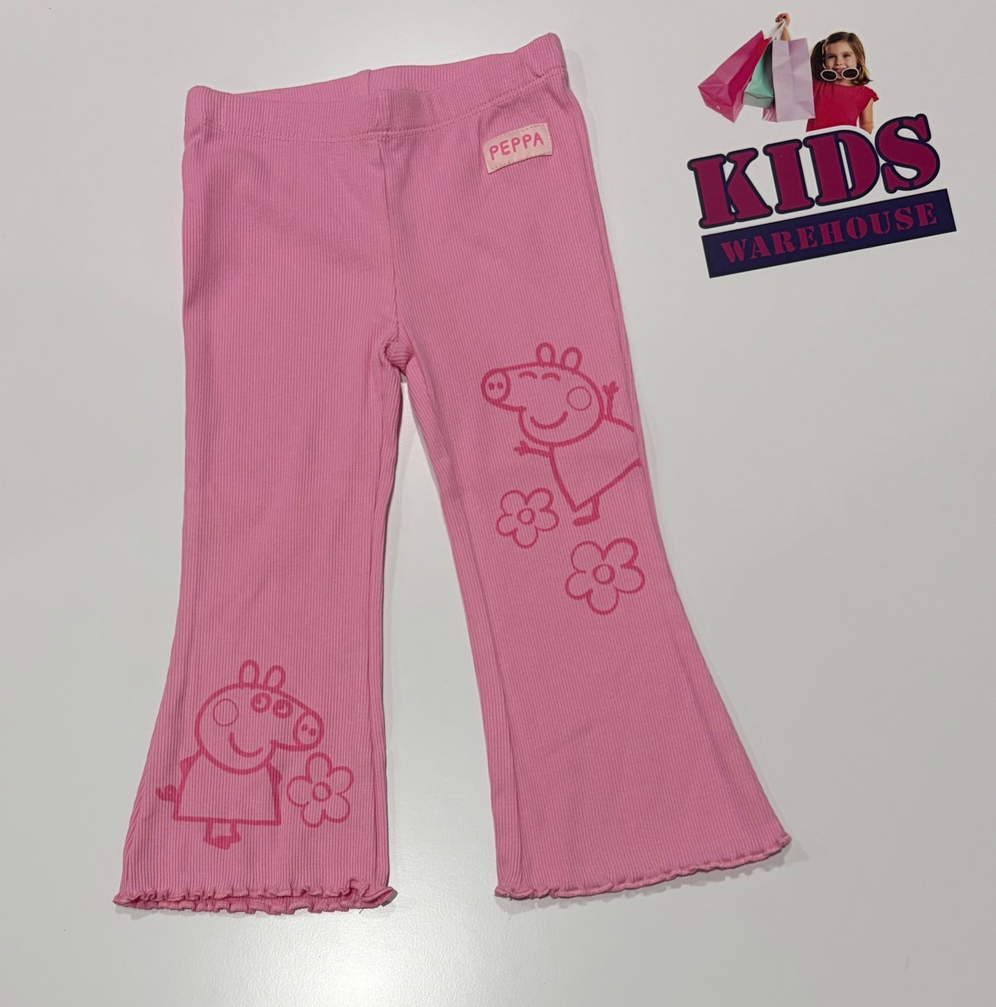 Peppa Pig Pink, Character Print Flared Pants Size 2