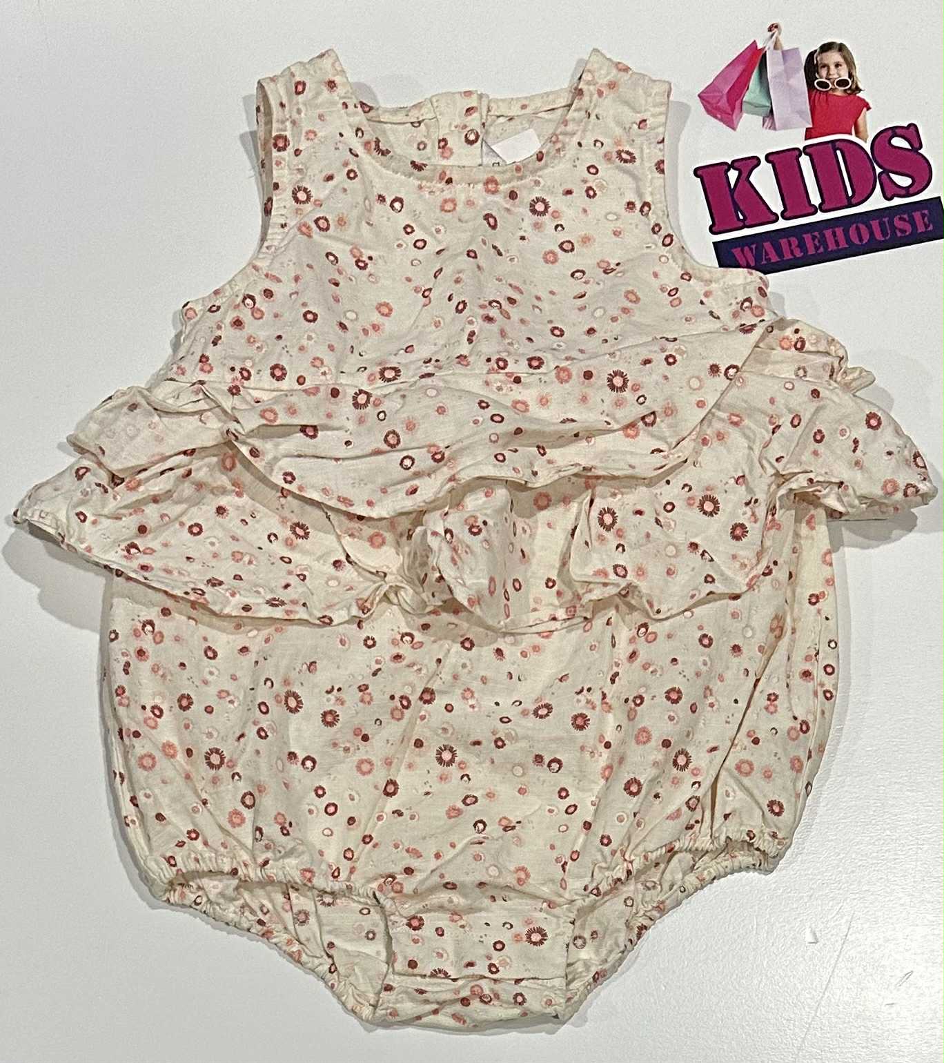 Fox & Finch White Bodysuit With Pink Flower Pattern Size 2