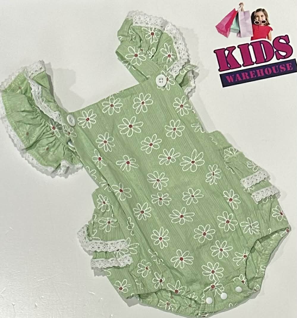 Homemade Green Bodysuit With White Flower Pattern Size 0