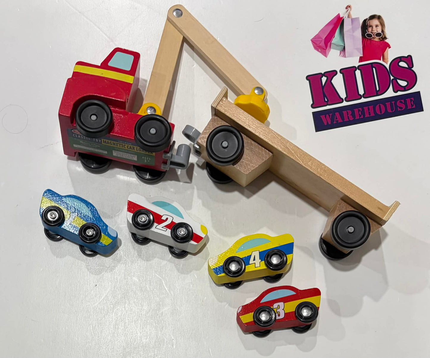 Melissa & Doug Wooden Magnetic Car Loader Toy