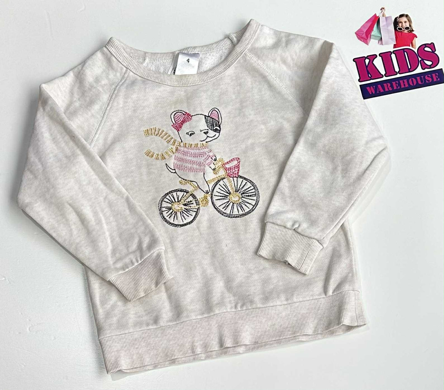 Target White Jumper With Dog On A Bike Print Size 4