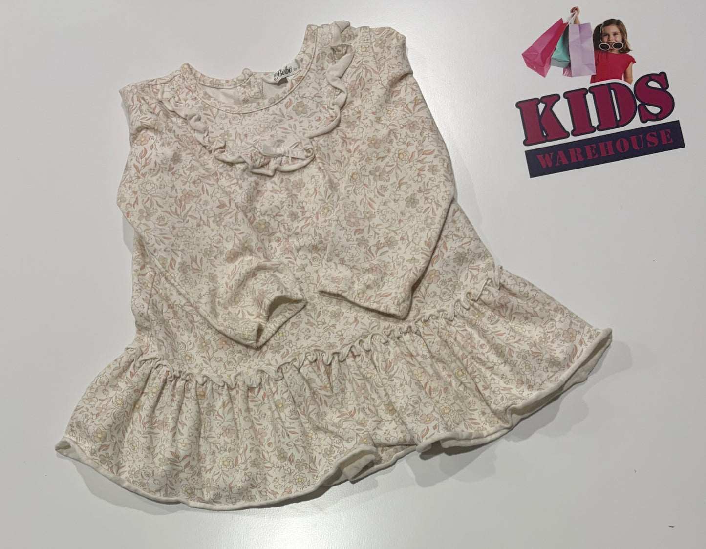 Bébé White, Floral Print Dress Size 2