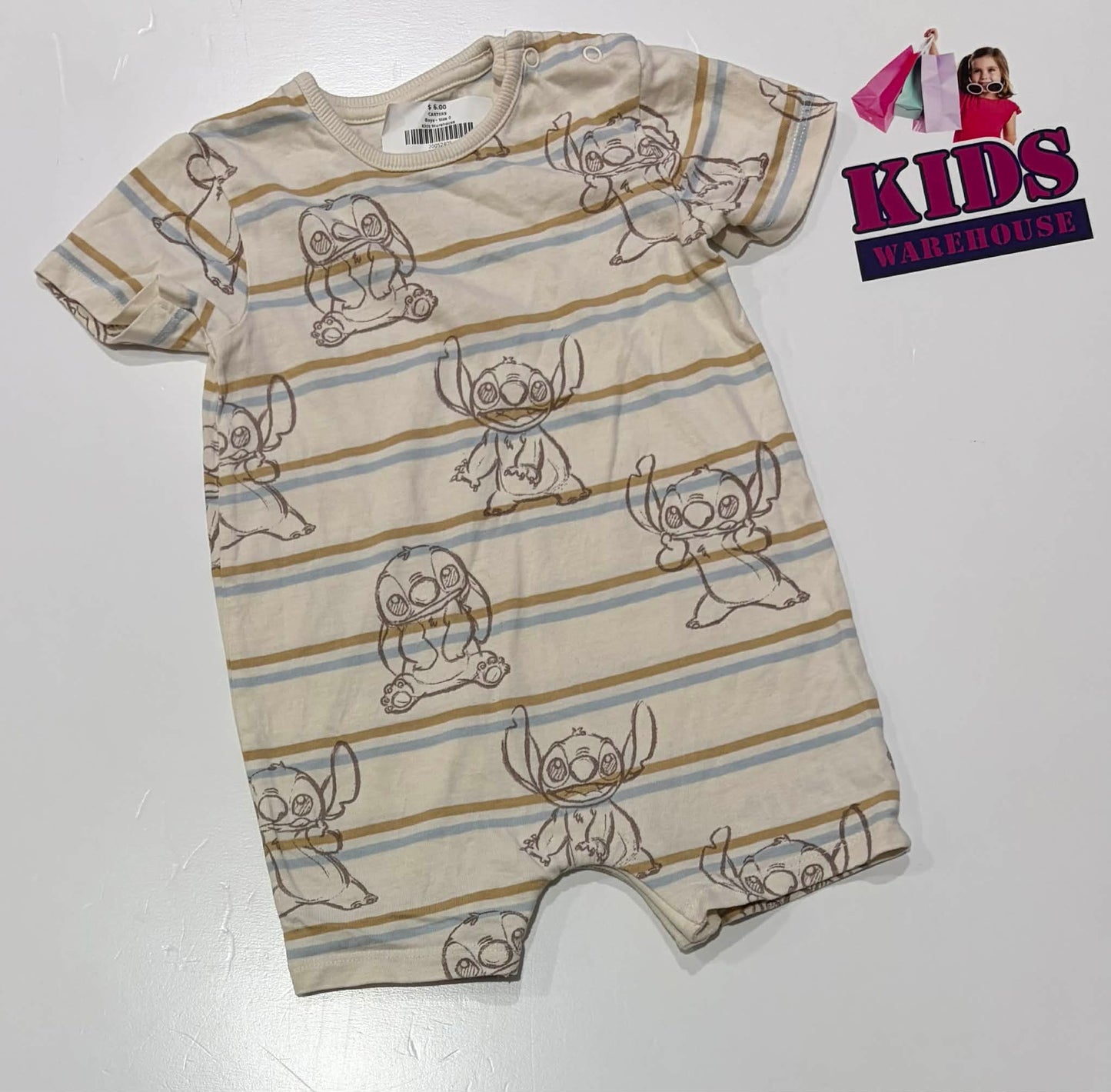 Carters White Bodysuit With Stitch Pattern Size 0