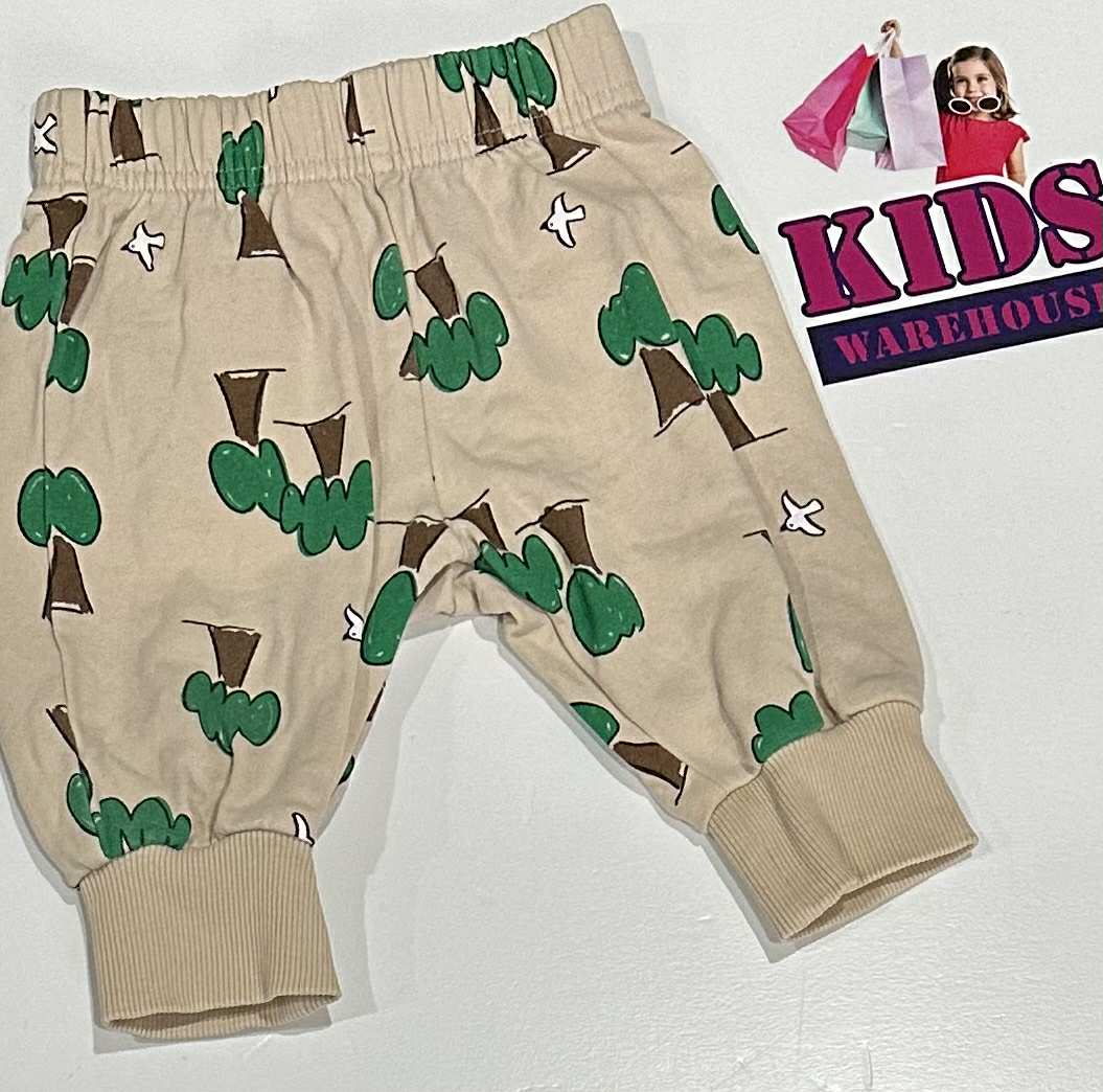 Bonds Cream Pants With Green Tree Pattern Size 000