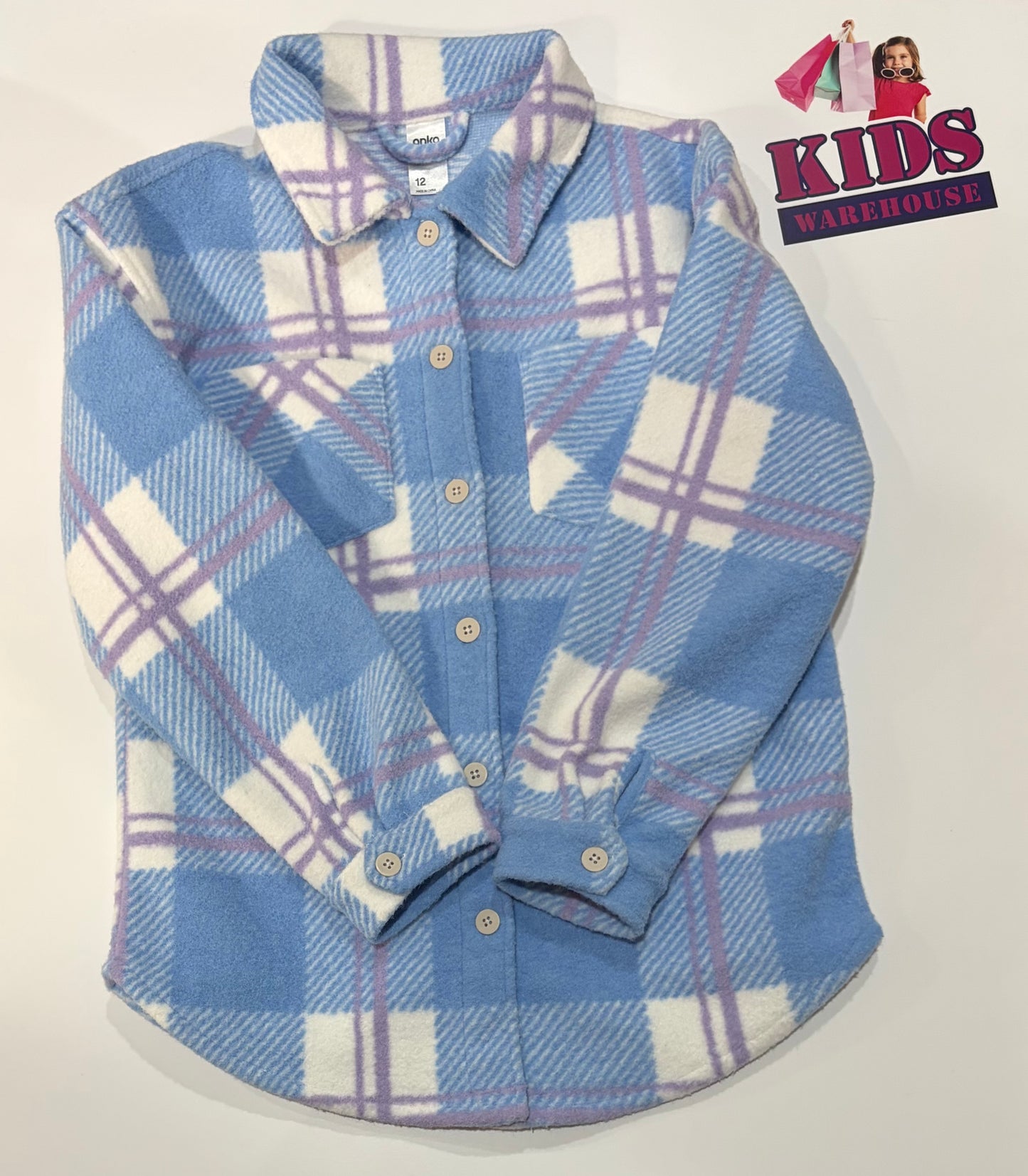 Blue, White, Purple Plaid Jacket Size 12