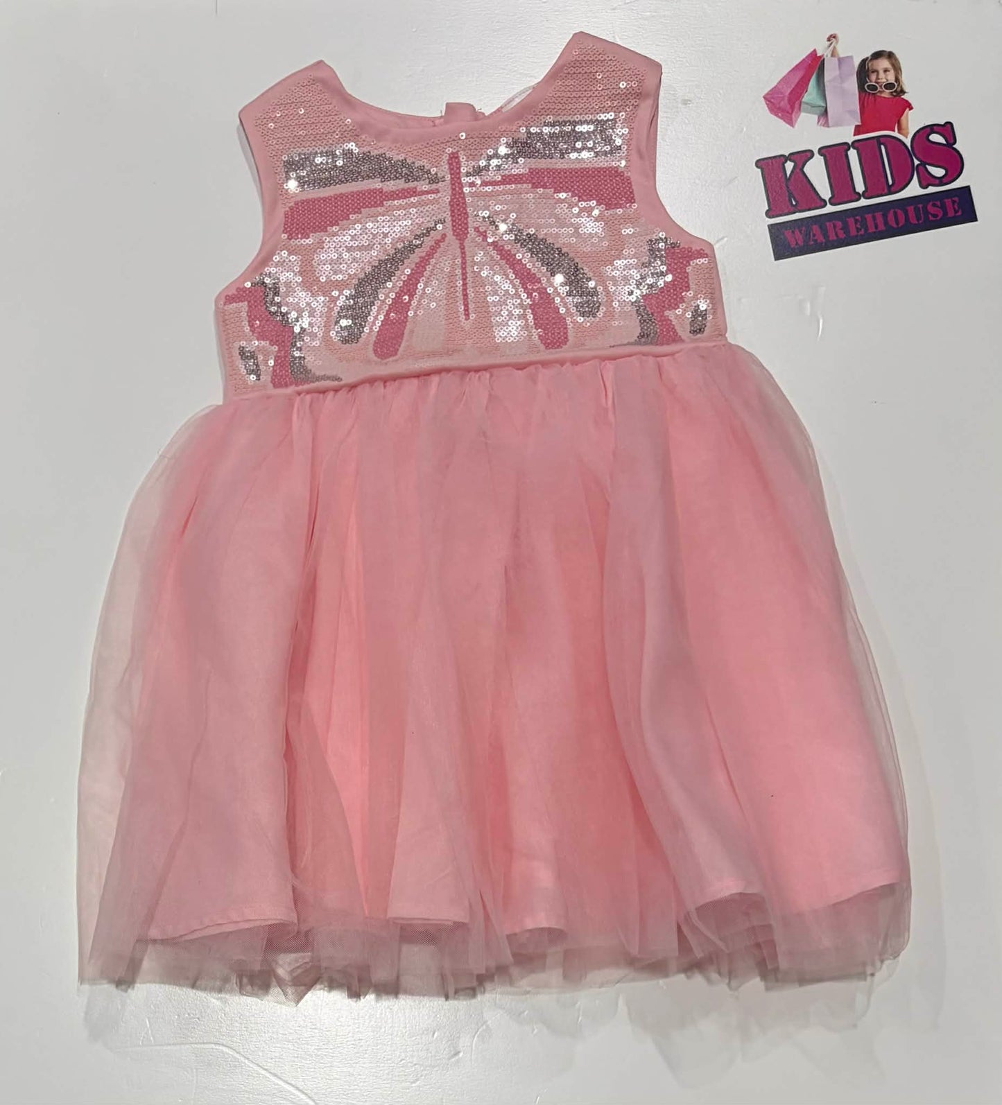 Target Pink Dress With Sparkly Butterfly Print Size 1