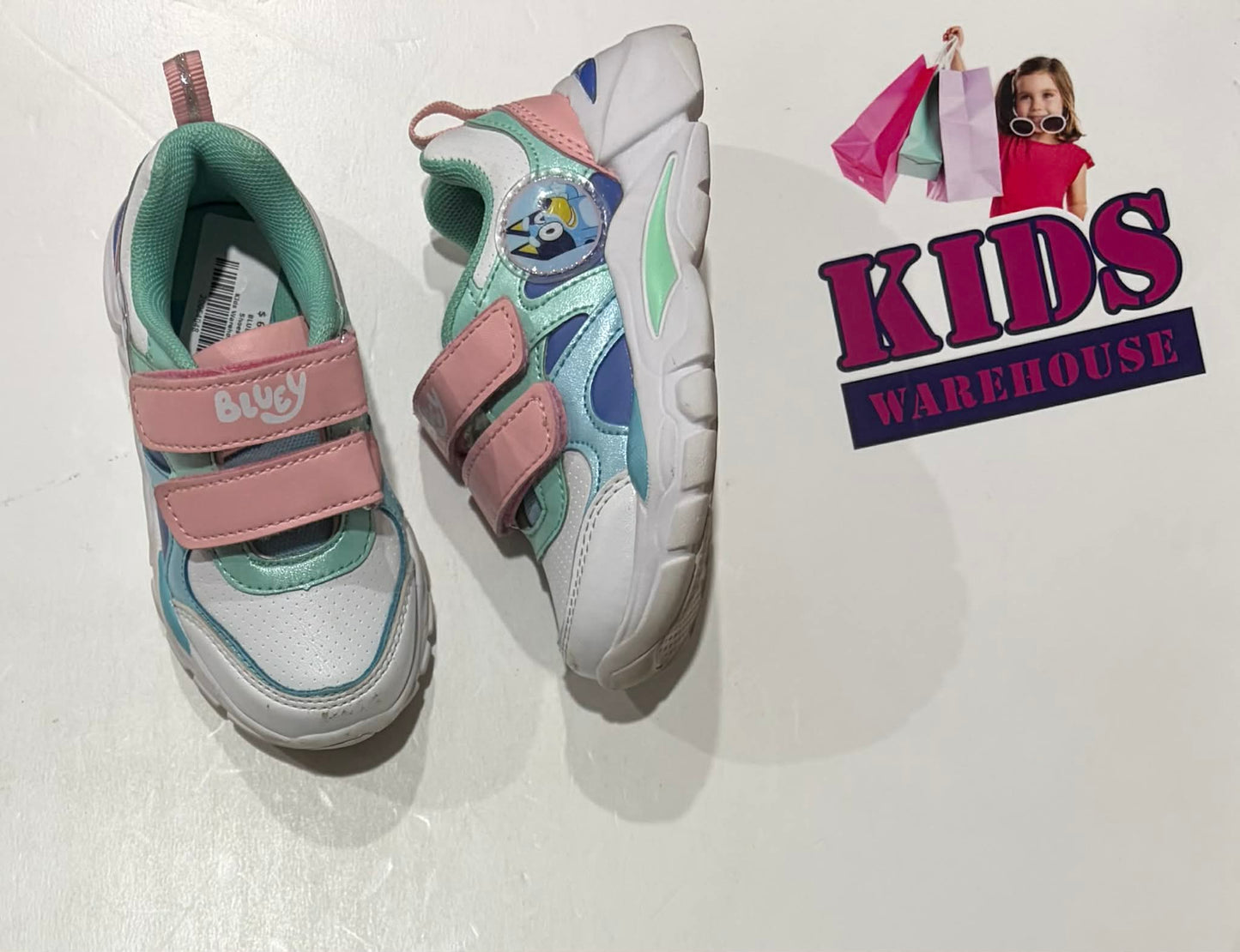 Bluey Pink, Blue, White Runners Size US8/UK7 (Child)