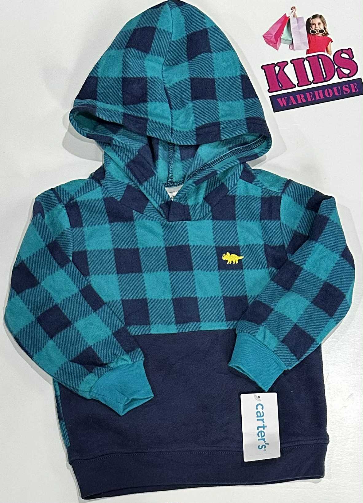 Carter’s Blue Hoodie With Dinosaur Print Size 1