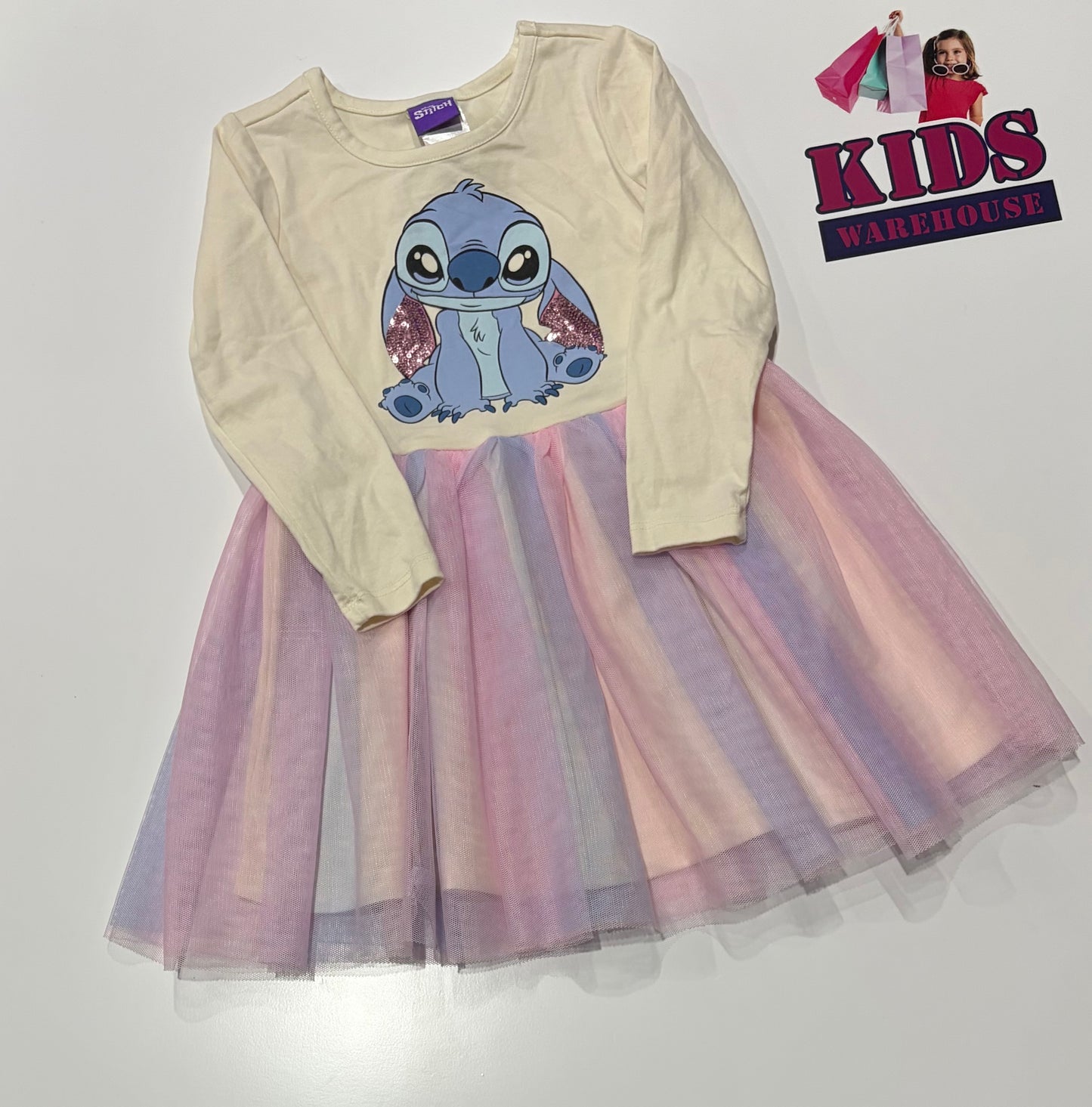 Disney Stitch Sequin Character Print Dress Size 3